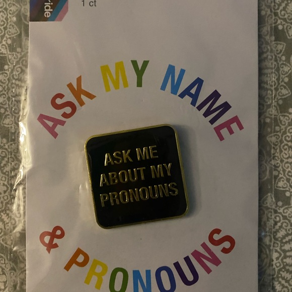 Pride two pins ask my name pronoun they them pins lot -New - Picture 3 of 6